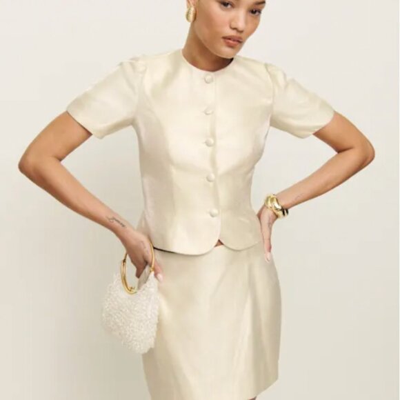 Reformation Mika Two Piece - Cream Size 4 - Picture 4 of 10